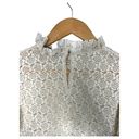 ZARA  Top Womens M Floral Lace Ruffle Neck Shoulders Long Sleeve High Neck Cream Photo 12