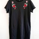 Torrid  Dress Mini French Terry Tee Shirt Dress Black w/ Embroidery Sz 1X (1) GUC Photo 6