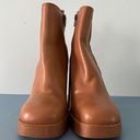 Gianni Bini Ah-Mazed Caramel Brown Leather Block Heel Platform Chelsea Boots Photo 2