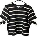 Skinny Girl  Women’s Black/White Pullover Elbow Split Sleeve Top Sz M Photo 0