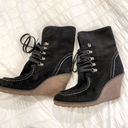 ZARA BLACK SUEDE FUR LINED TRAFALUC COLLECTION BY  LACE UP ANKLE BOOTS SIZE 38 Photo 0