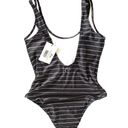 Zyia  Black White Stripe Simplicity One Piece Swimsuit Sz. XL Sporty Athletic Photo 2