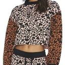 Beach Riot  Ava Pink Love Heart Cheetah Print Cropped Sweatshirt Size Small Photo 0