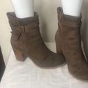 American Eagle  brown suede zip up chunky heel strappy boots size 7.5​ Photo 0