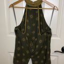 Free People Through The Night Boho Green + Gold Sun Print Halter Blouse Size M Photo 3