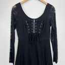 Tripp NYC  Lace Long Sleeve Hi Low Corset Dress Black Size Medium Goth Witchy Photo 4