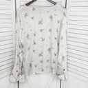 Something Navy  Floral Exaggerated Cuff Button Front Shirt Ivory Tan Large Photo 10