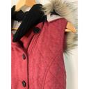 Lafayette 148  New York Red Vest Fur Hood Size Medium Photo 1