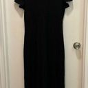 Vintage Blue  Women's V-Neck Midi Dress Black Short Sleeve Size M Photo 0