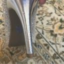 Audrey Brooke  Silver Metallic Peep Toe Platform Heel Cocktail Wedding Night Out Photo 7