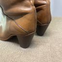 Frye Vintage  Boots Womens 5.5 Crissie Tall Brown Leather Mid Heel Block Zip USA Photo 9