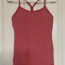 Lululemon  Power Y Tank in Coral Pink Stripe with built in bra - Size 6 Photo 0