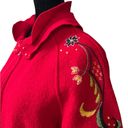 Norlender Red Janne Felted Wool Jacket Cardigan Size Large Embroidered Norway Photo 5