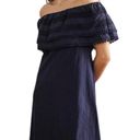 Boden USA Boden Ruffle Navy Blue Off Shoulder Dress Relaxed Fit 6 Tall Boho Photo 4