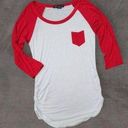 American Dream Red/White Stretchy Soft Raglan Tee, Women's Medium Photo 0