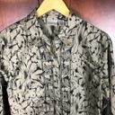 Chico's  Black Gray Floral Print Embroider Long Sleeve Button Shirt Photo 1