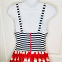 Corey Lynn Calter American Navy Stripe Tank Fit and Flare Twofer Dress Red M Size M Photo 3