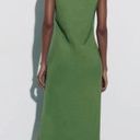 ZARA Linen Blended Ruched Dress Dark Sage Green Photo 1