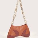 SheIn NWT Two Tone Vegan Leather Baguette Bag W Awesom Chain Handle Photo 2