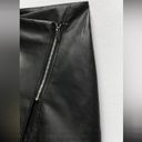 ZARA Black Faux Leather Mini Asymmetrical Silver Zipper 7901/105 Skirt Size XXL Photo 4