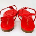 Salvatore Ferragamo  Tahiti Embellished Coral Leather Thong Logo Flat Sandals 9.5 Photo 5