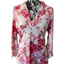 St. John  floral long sleeve blouse shirt soft comfy medium Photo 0