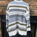 Pink Clover NWT  XL cozy cardigan striped sweater ivory gray olive green Photo 3