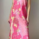 Natori Vintage  Pink Floral Abstract Printed Midi Low Back Slip Dress Photo 0