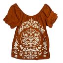 Free People Fiona Mini Dress Deep Ochre Combo Embroidered back tie boho sz m Photo 1