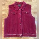 Woolrich  Vintage 100% Wool Red Collared Vest Size Large w/ Pockets & Hem Detail Photo 2