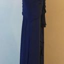 Badgley Mischka  Marina Blue Silk Strapless Ruffle Front Gown Dress Photo 3