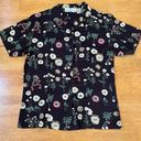 Orvis  Women Easy Blouse Floral Printed Short Sleeved Camp Brown Shirt, Size M Photo 0