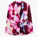 ZARA NWT  WOMAN LAPELLESS TIED BELT JACKET PRINTED SATIN BLAZER 8264/157 Photo 4