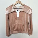 Current Air NWT  Oversized Collar Velour Pullover Shirt 1/4 Zip Taupe Tan Small Photo 0