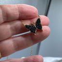 NWT night black druzy butterfly pendant necklace 16” 2” extender. Black Photo 3