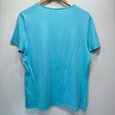 Chico's Chico’s Teal  Cotton Cap Sleeve Tee with Sequined Leaves & Flowers Size 1/Medium Photo 8