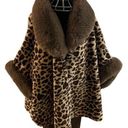 Leopard Print Jacket Faux Fur W Brown Trim Photo 0