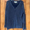 Vintage Havana  Blue V Neck Knit Sweater Photo 0