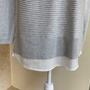 Hilary Radley  Womens Size L Gray White Two Fer Long Sleeve Faux Layered Sweater Photo 7