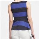 Banana Republic  Peplum Blue Black Striped Metallic Top Size 4 NWT Photo 2