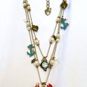 Betsey Johnson Vintage Multi-Strand Crab Fish Nautical Charm Gold-Tone Necklace Photo 1