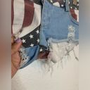 Daisy Low-Rise American Flag Print  Duke Ripped Denim Shorts Size Small 4th July Photo 6