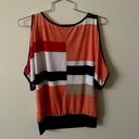 Papaya slit sleeve asymmetrical stripes top size medium Photo 5