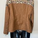 Chico's  Tan Faux Leather Jacquard Mixed Media Moto Jacket Southwestern Sz Medium Photo 9