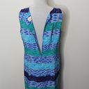 Kathie Lee Collection blue multi pattern midi tank dress size 10 Photo 5