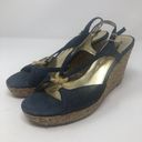 Nina  Denim Strap Wedge Sandals Size 8 Photo 1