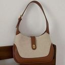 Beige & brown canvas summer mini shoulder bag Photo 0