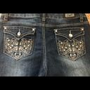 Bermuda Earl Rhinestone Studded Cropped Denim Stretch Capri  Jean Cuffed Fall 9JR Photo 2