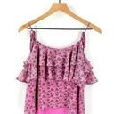 Rebecca Minkoff 🍃SIZE MEDIUM 🍃PINK TIERED ATLAS SEMI SHEER RUFFLED CAMI TANK Photo 6