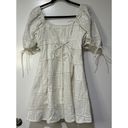 For Love & Lemons  Everette Mini Dress Ivory Size Small NWT Lace Up Detail Eyelet Photo 1